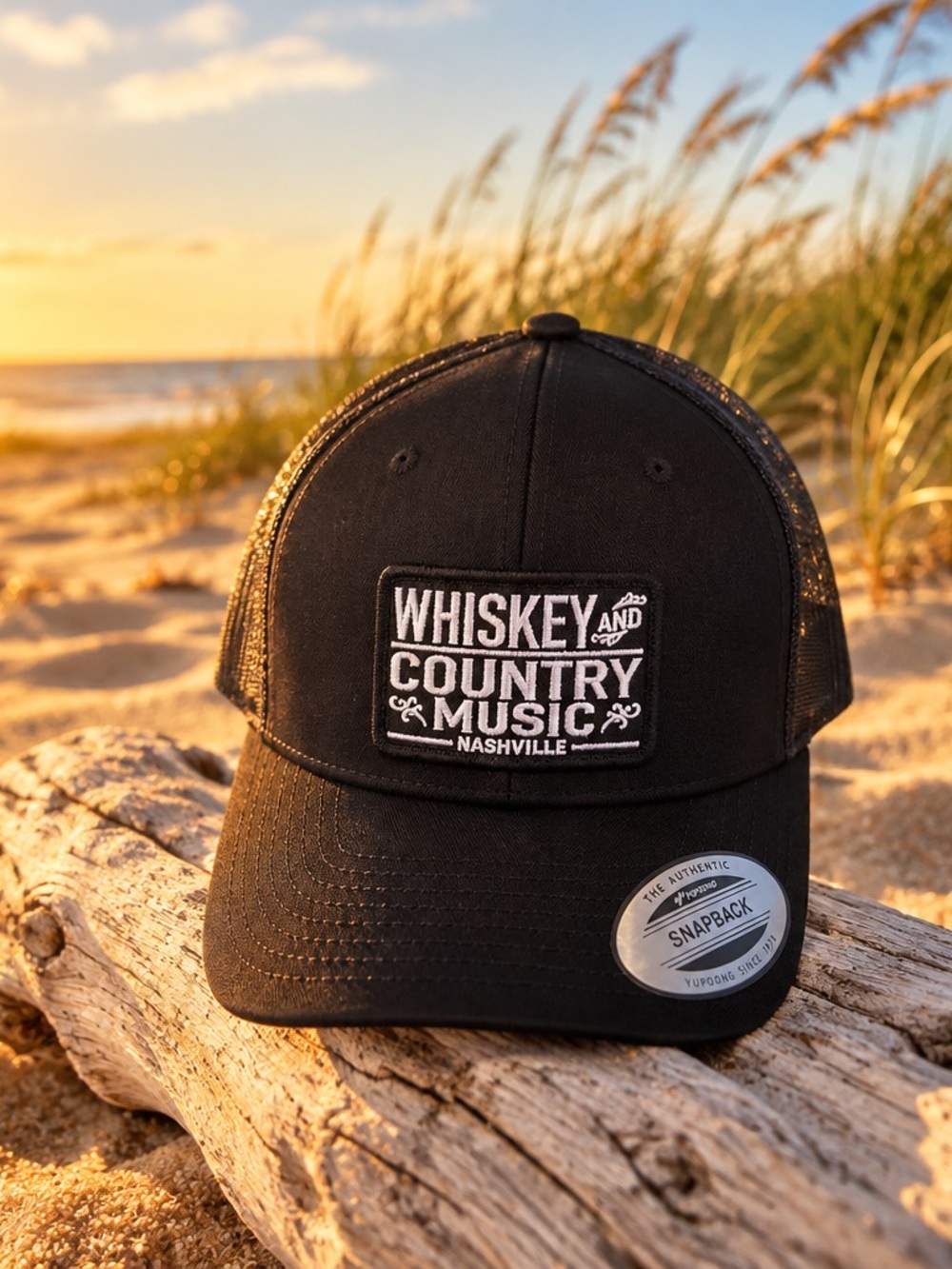 Whiskey and Country Music Nashville Black Snapback Hat